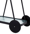 Serveringsvogn i aluminium og glas